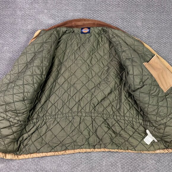 Vintage 90s Dickies Jacket Mens 2XL Tan Detroit Style Workwear Chore Distressed - Picture 6 of 14